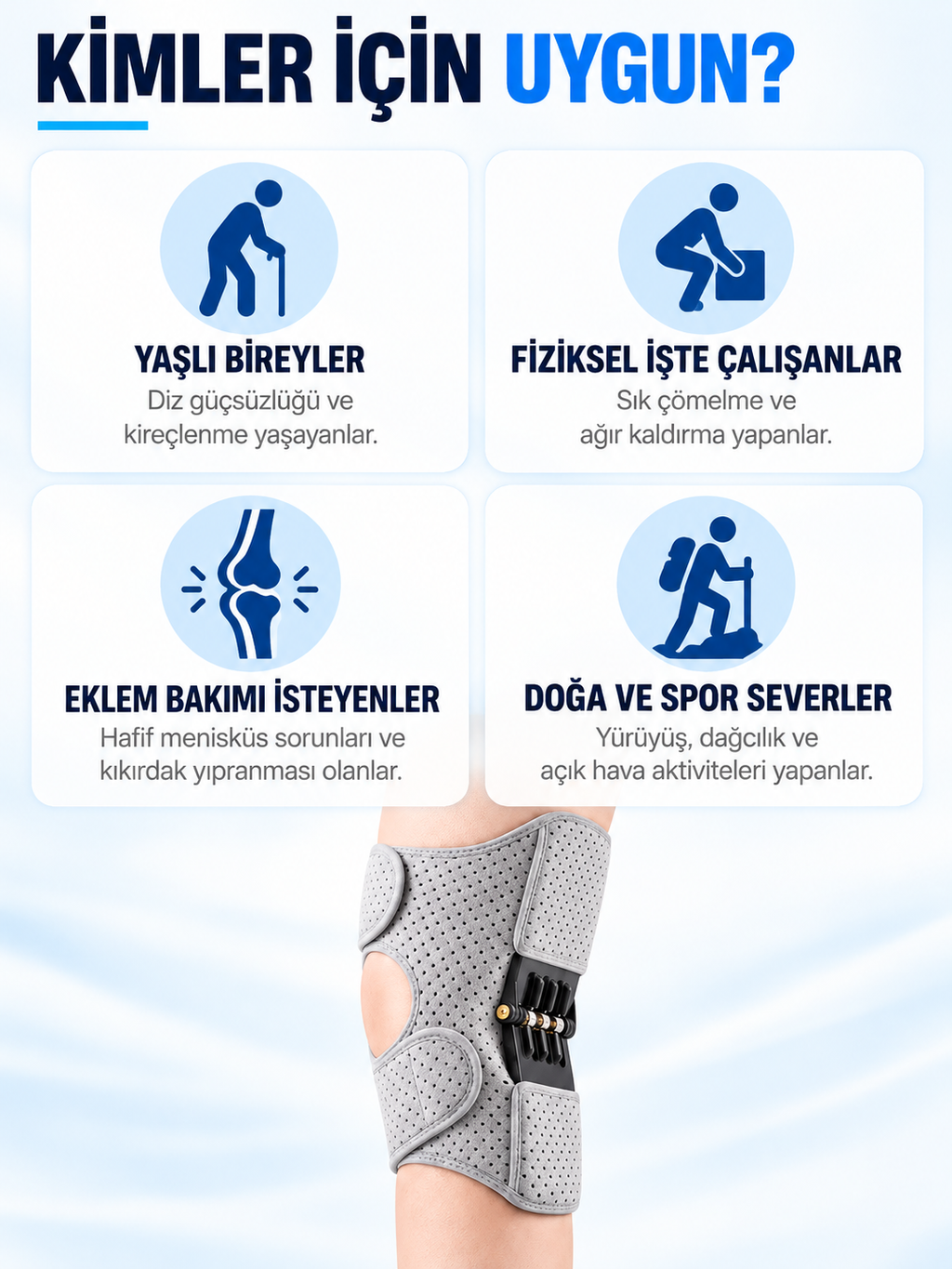 Konfor Fit™ Biyomekanik Yaylı Diz Desteği
