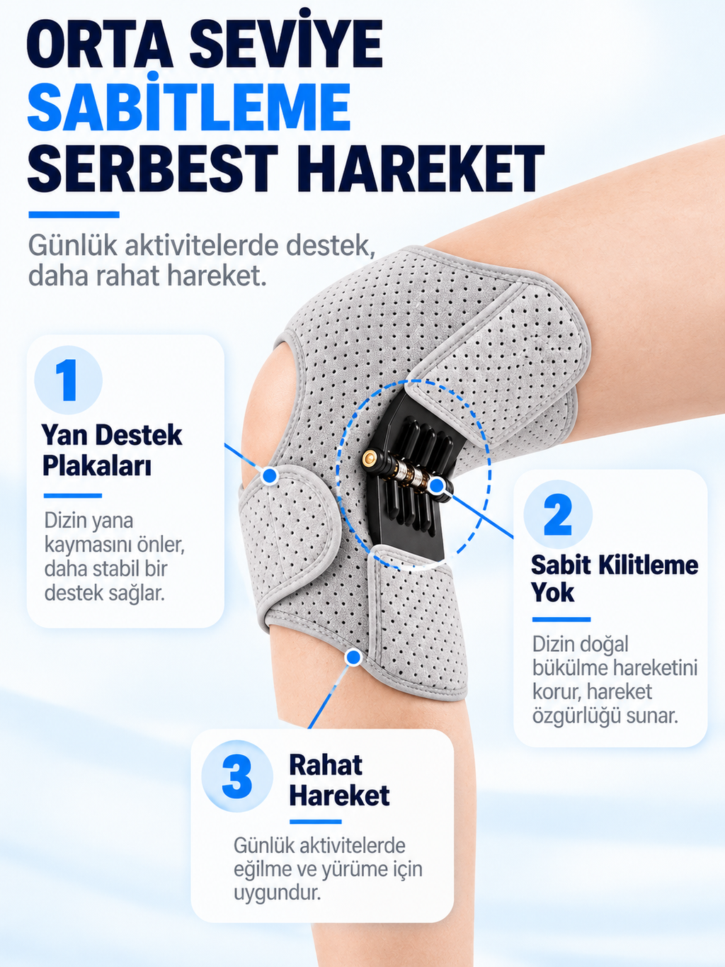 Konfor Fit™ Biyomekanik Yaylı Diz Desteği