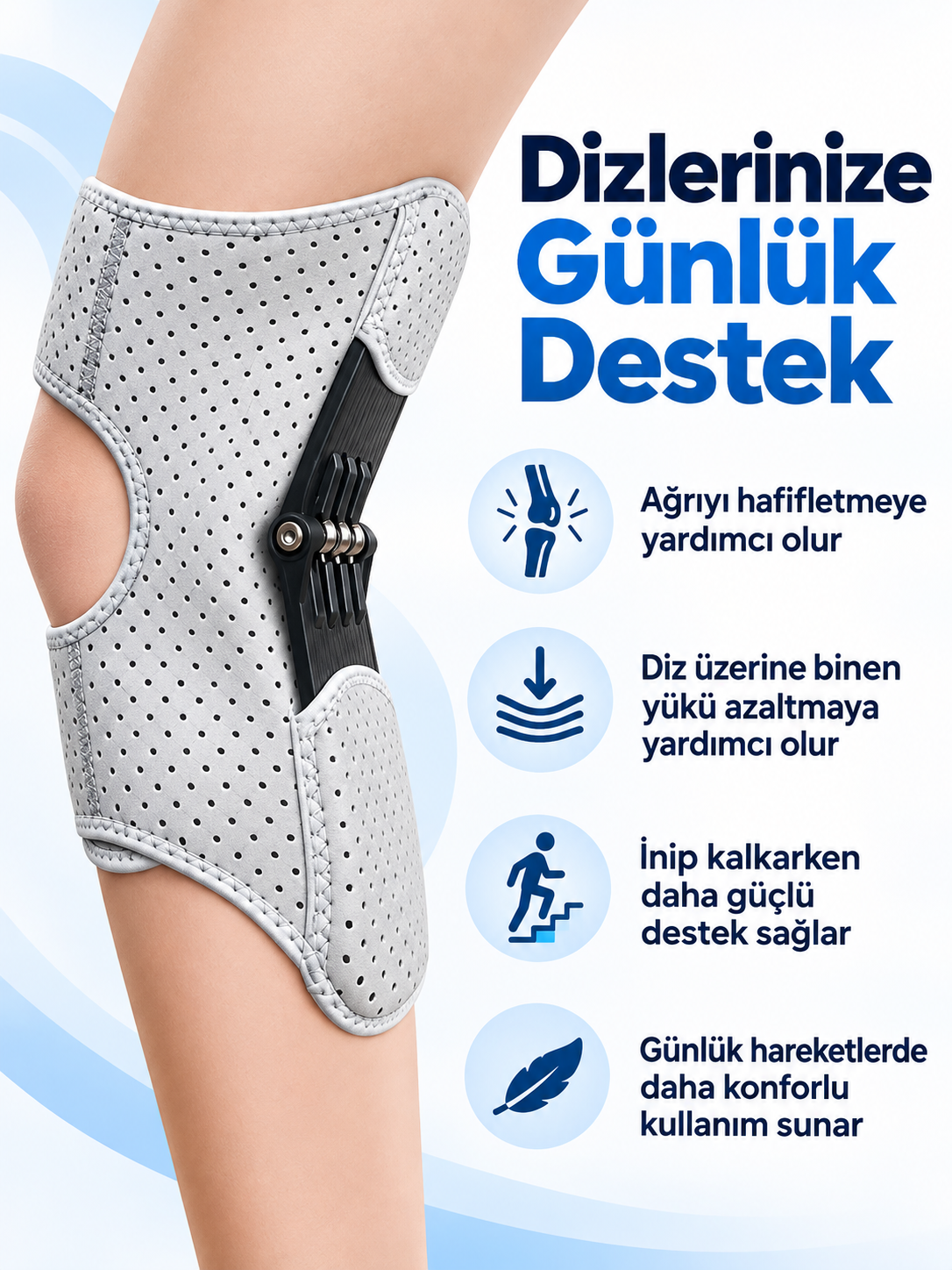 Konfor Fit™ Biyomekanik Yaylı Diz Desteği